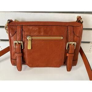 MICHAEL KORS BURNT ORANGE LEATHER SMALL CROSSBODY BAG
